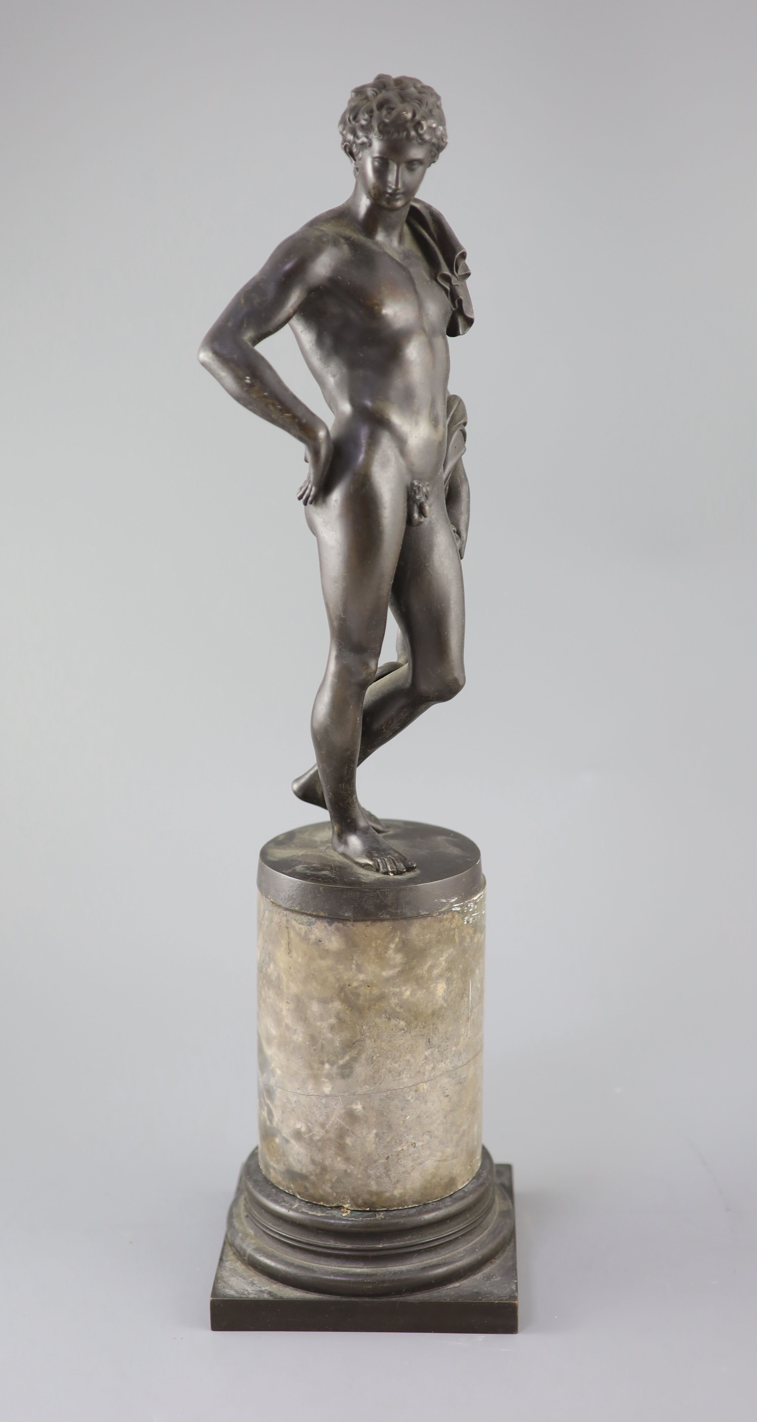 After the Antique, a bronze figure of Apollo?, 19th century, 22.25in.
